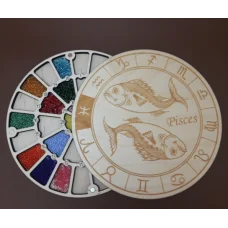 ОРГ-060246 Органайзер для бисера с деревянной крышкой на 32 ячейки Знаки Зодиака. Рыбы