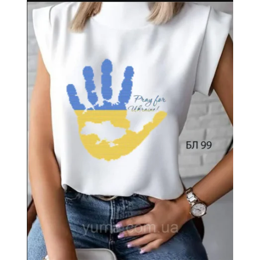 БЛ-099 Пошитая блузка Лилея под вышивку бисером. ТМ Юма