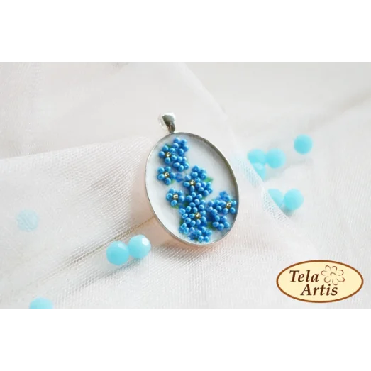 К-004 Незабудки. Заготовка для вышивки кулона. Тела Артис