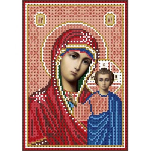 А5-И-078 Казанская богородица (Красный). Схема для вышивки бисером ТМ Acorns
