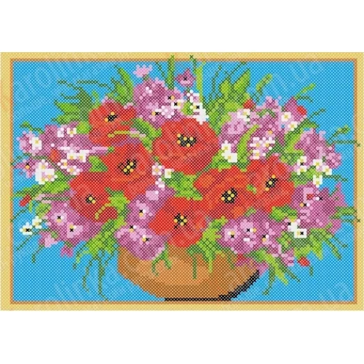 КБЦ-4014 Маки и сирень. Схема для вышивки бисером. Каролинка ТМ