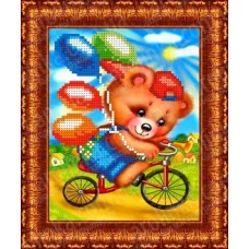 КБЖ-5007 Мишка на велосипеде. Схема для вышивки бисером. Каролинка ТМ
