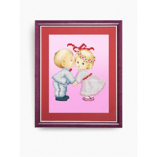 КС-132 Первый поцелуй малышей. Схема для вышивки бисером ТМ Славяночка