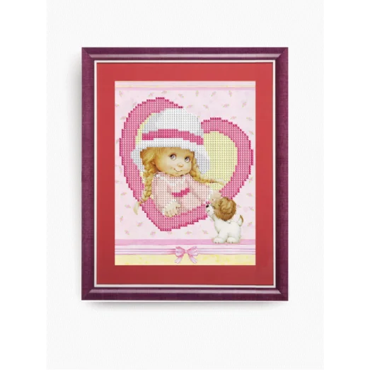 КС-133 Малышка и щеночек. Схема для вышивки бисером ТМ Славяночка