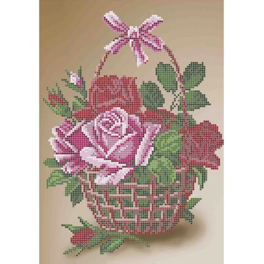 А4-К-1101 Корзина с розами. Схема для вышивки бисером ТМ Acorns