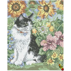 ФПК-3013 Кошка в саду. Схема для вышивки бисером Феникс