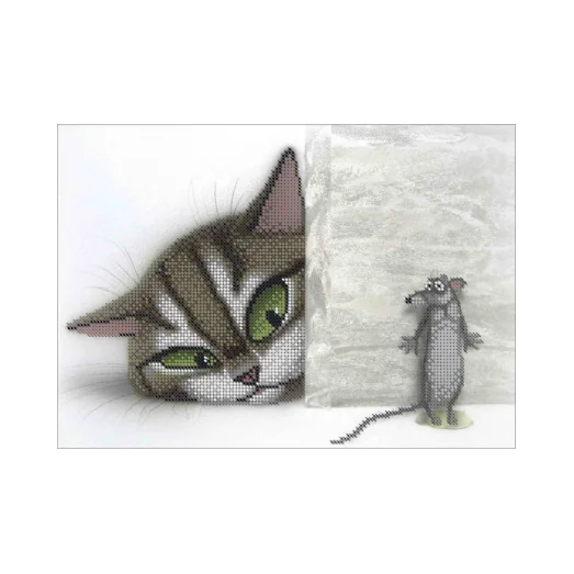 А4-К-531 Кот и мышь. Схема для вышивки бисером ТМ Acorns