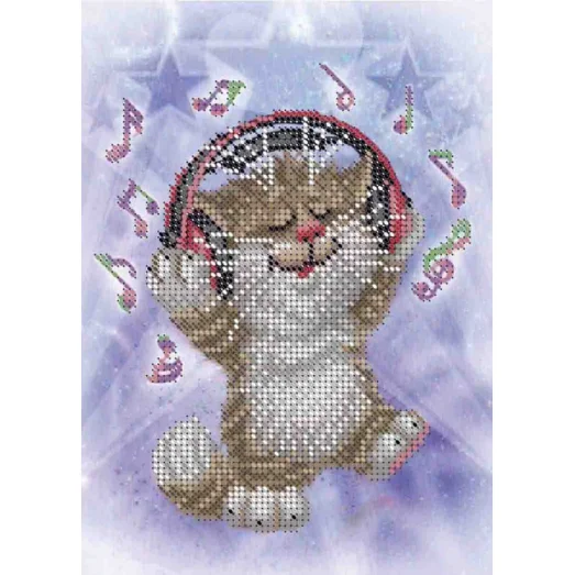 А5-Д-369 Кот меломан Схема для вышивки бисером ТМ Acorns