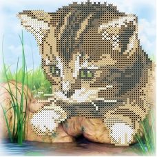 ФЧК-5083 Котёнок у ручья. Схема для вышивки бисером Феникс