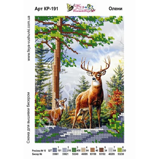 КР-191 Олени. Схема для вышивки бисером. ТМ Фея Вышивки  