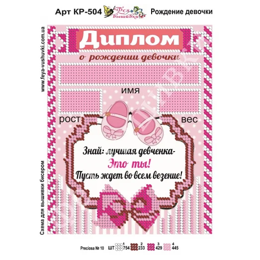 КР-504 Рождение девочки. Схема для вышивки бисером Фея Вышивки