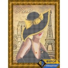 ФР-ЛБч3-012 Дама в шляпе на фоне Парижа. Схема для вышивки бисером ТМ Фурор Рукоделия