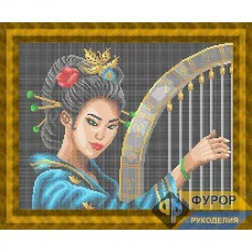 ФР-ЛБп3-027-1 Девушка с арфой. Схема для вышивки бисером ТМ Фурор Рукоделия