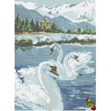 ФПК-3006 Лебеди на горном озере. Схема для вышивки бисером Феникс