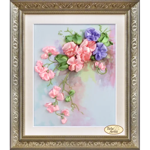 ЛТ-006 Душистый горошек. Набор для вышивки лентами ТМ Тела Артис