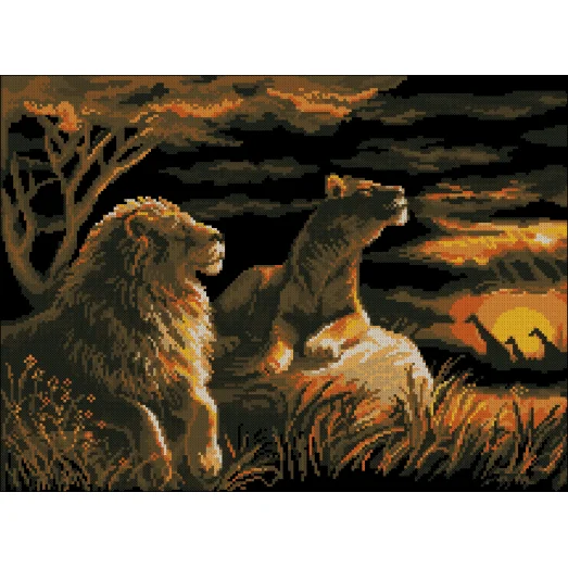 ФЧК-3110 Львы в лучах африканского заката. Схема для вышивки бисером Феникс