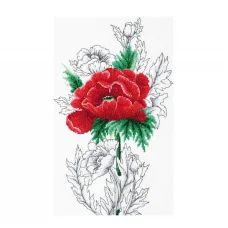 М-0131 Красный мак. Набор для вышивки нитками ВДВ