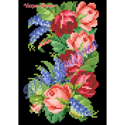 чх-13 (черный) Заготовка на чехол "Розы" для вышивки