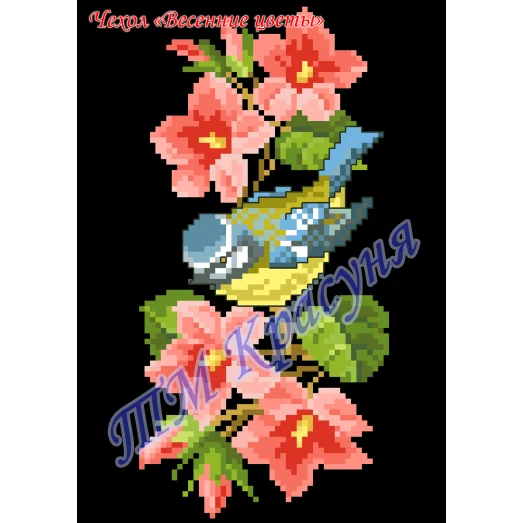 чх-10 (черный) Заготовка на чехол "Весенние цветы" для вышивки
