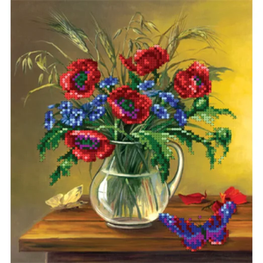 БИС-2411 Букет маков. Схема для вышивки бисером Арт Лар
