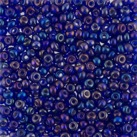 37109 Бисер Preciosa стеклянный синий радужный с серебрянным прокрасом