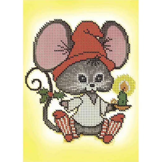 А5-Д-284 Мышонок со свечой. Схема для вышивки бисером ТМ Acorns