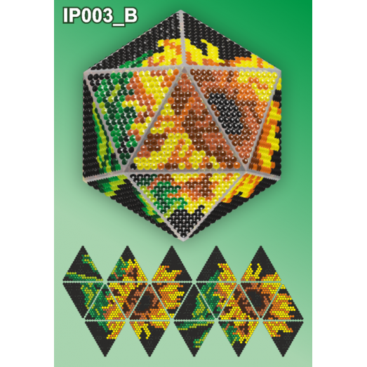IP-003-В Новогодний шар Подсолнухи на черном. Набор для выкладки пластиковыми алмазиками ТМ Вдохновение