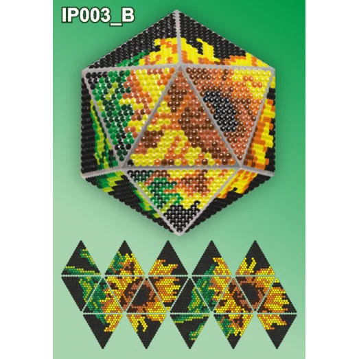 IP-003-В Новогодний шар Подсолнухи на черном. Набор для выкладки пластиковыми алмазиками ТМ Вдохновение