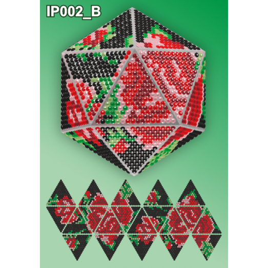 IP-002-В Новогодний шар Розы на черном. Набор для выкладки пластиковыми алмазиками ТМ Вдохновение