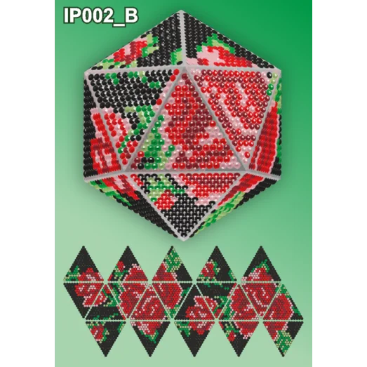 IP-002-В Новогодний шар Розы на черном. Набор для выкладки пластиковыми алмазиками ТМ Вдохновение