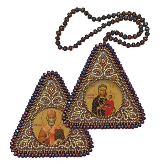 ВХ1035 Богородица Одигитрия и Николай Чудотворец. Набор для вышивания двухсторонней иконы Нова Слобода