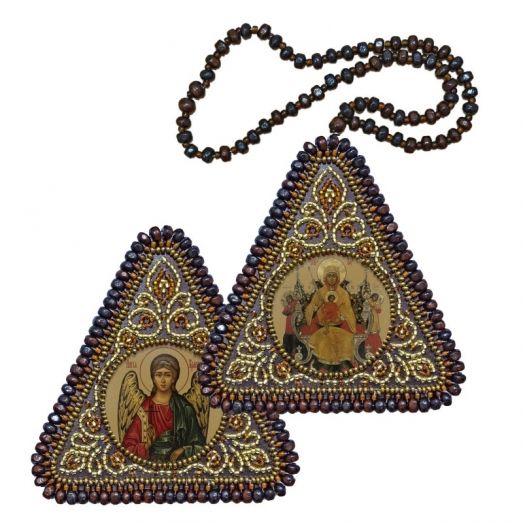 ВХ1022 Богородица Всецарица и Ангел Хранитель.  Набор для вышивания двухсторонней иконы Нова Слобода