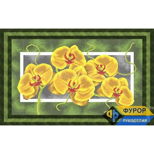 ФР-НБп-007 Цветы на зеленом фоне. Схема для вышивки бисером ТМ Фурор Рукоделия