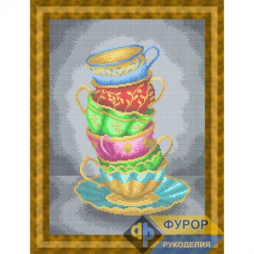 ФР-НБп3-100-3 Натюрморт кружка в кружке. Схема для вышивки бисером ТМ Фурор Рукоделия