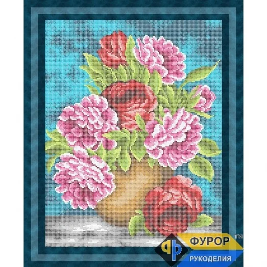 ФР-НБп3-049-1 Цветы в вазе. Схема для вышивки бисером ТМ Фурор Рукоделия