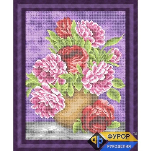 ФР-НБп3-049-2 Цветы в вазе. Схема для вышивки бисером ТМ Фурор Рукоделия