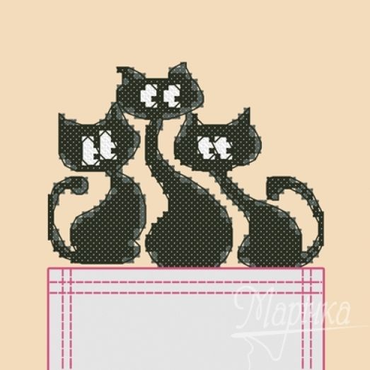 НКВ-004 Трио котов. Набор для вышивки нитками ТМ Маричка