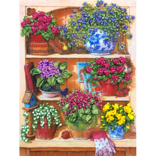 НЛ-3024 Уголок садовника. Наборы для вышивки лентами ТМ Маричка