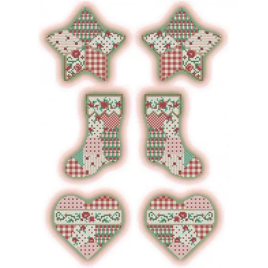 А3-К-428 Новогодние игрушки в стиле пэчворк. Схема для вышивки бисером ТМ Acorns