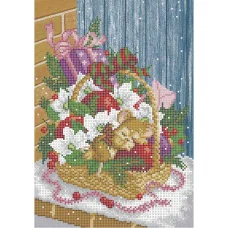 А4-К-993 Новогодняя корзинка. Схема для вышивки бисером ТМ Acorns