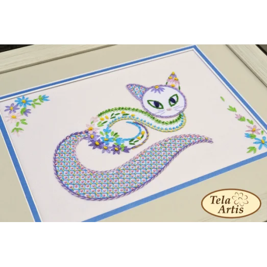 НШ-001 Цветочный кот-1. Набор для вышивки нитками. Тела Артис