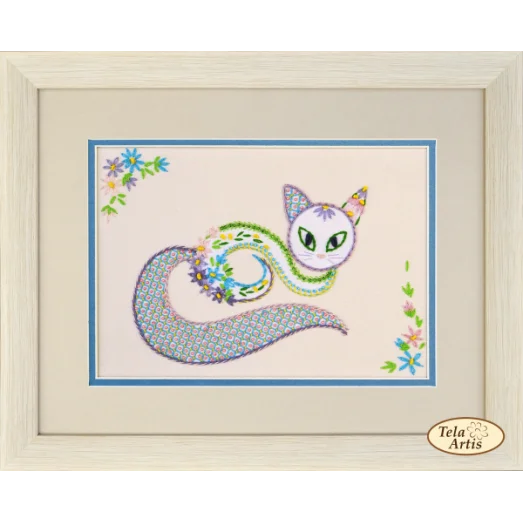 НШ-001 Цветочный кот-1. Набор для вышивки нитками. Тела Артис