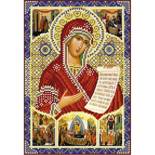 А4-И-337 Образ богородицы Боголюбская. Схема для вышивки бисером ТМ Acorns