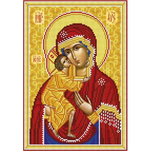 А4-И-413 Образ богородицы Феодоровская. Схема для вышивки бисером ТМ Acorns