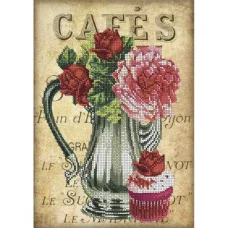 А4-К-1065 Открытка с пирожным.  Схема для вышивки бисером ТМ Acorns