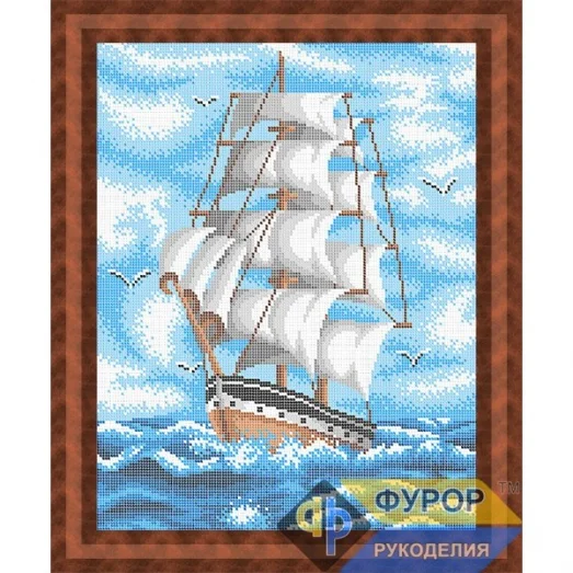 ФР-ПБп3-050 Парусник в море. Схема для вышивки бисером ТМ Фурор рукоделия