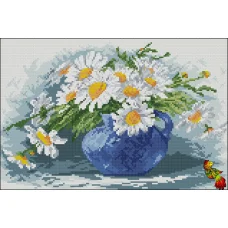 ФПК-3299 Ромашки в синем кувшине. Схема для вышивки бисером Феникс