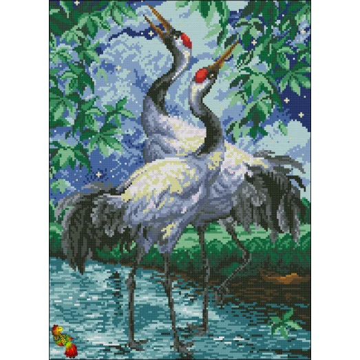 ФПК-3300 Пара красноголовых журавлей Схема для вышивки бисером Феникс