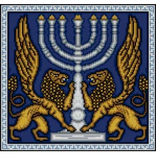 ФПК-3302 Менора с золотыми львами. Схема для вышивки бисером Феникс