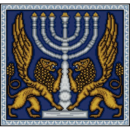 ФПК-3302 Менора с золотыми львами. Схема для вышивки бисером Феникс